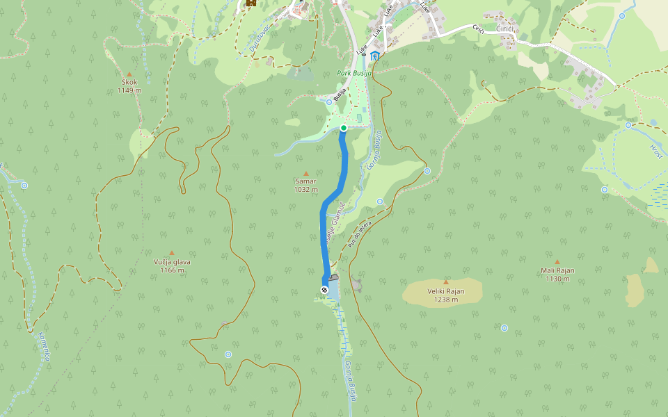 Staza do jezera walking route map in Glamoč
