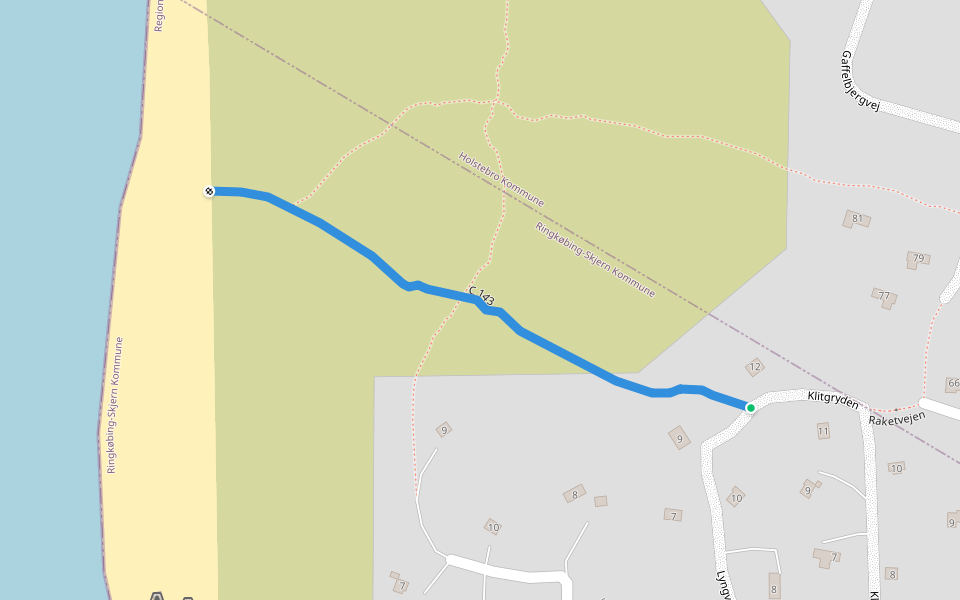 C 143 walking route map in Tim