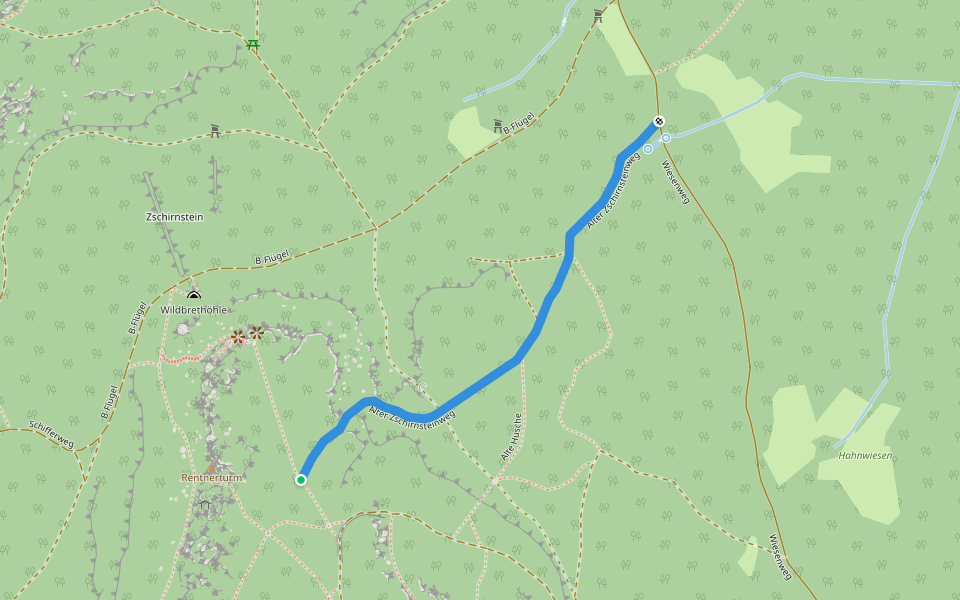 Alter Zschirnsteinweg walking route map in Reinhardtsdorf-Schöna