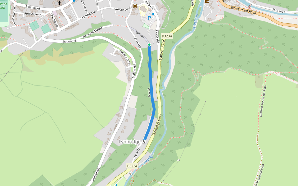 Lynway walking route map in Lynton
