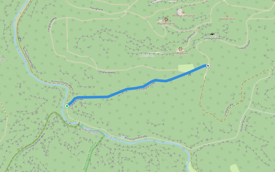 Lindigtgründel walking route map in Sebnitz
