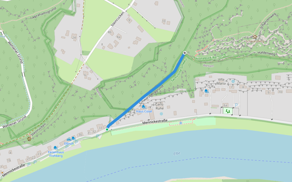 Schwarzberggrund walking route map in Stadt Wehlen