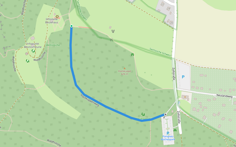Hackkuppenweg walking route map in Sebnitz