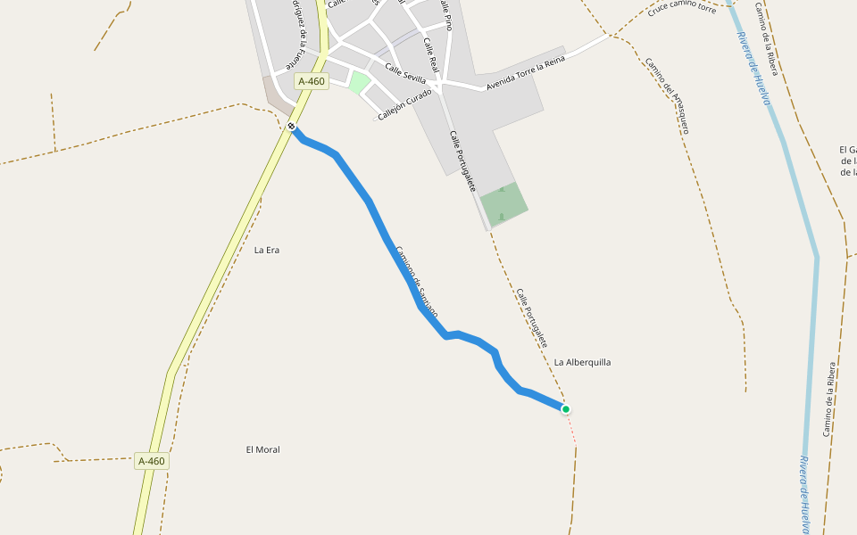 Camiono de Santiago walking route map in Guillena