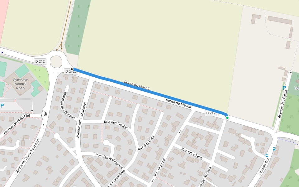 Route du Mesnil walking route map in Louvigny