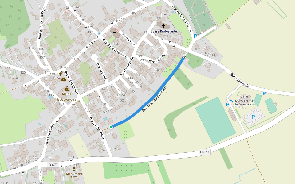 Rue Dite Stadtgraben walking route map in Gœrsdorf