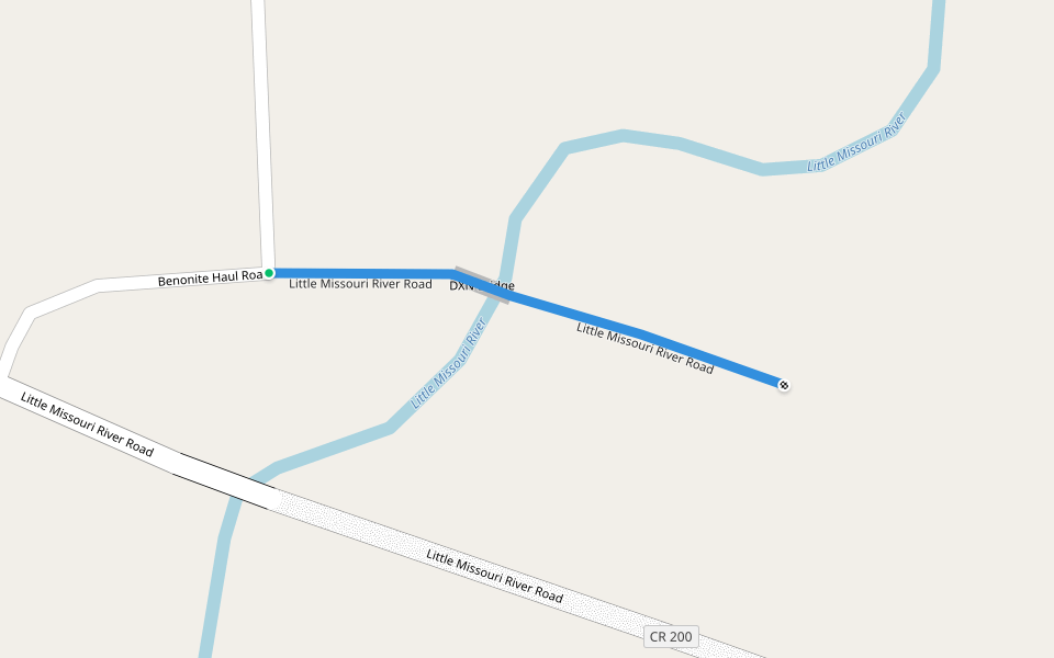 Little Missouri River Road walking route map in Hulett