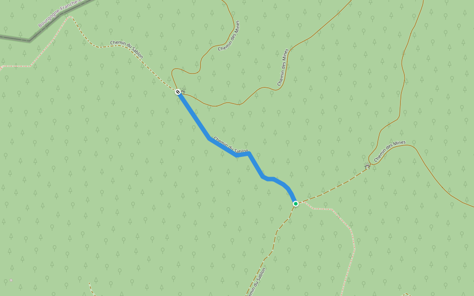 Chemin du Sablon walking route map in Le Solliat