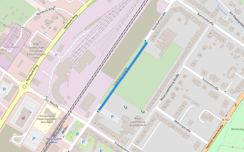 Eisenbahnstraße walking route map in Neuruppin