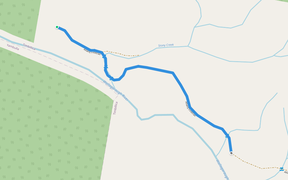 Allans Firetrail walking route map in Timbillica