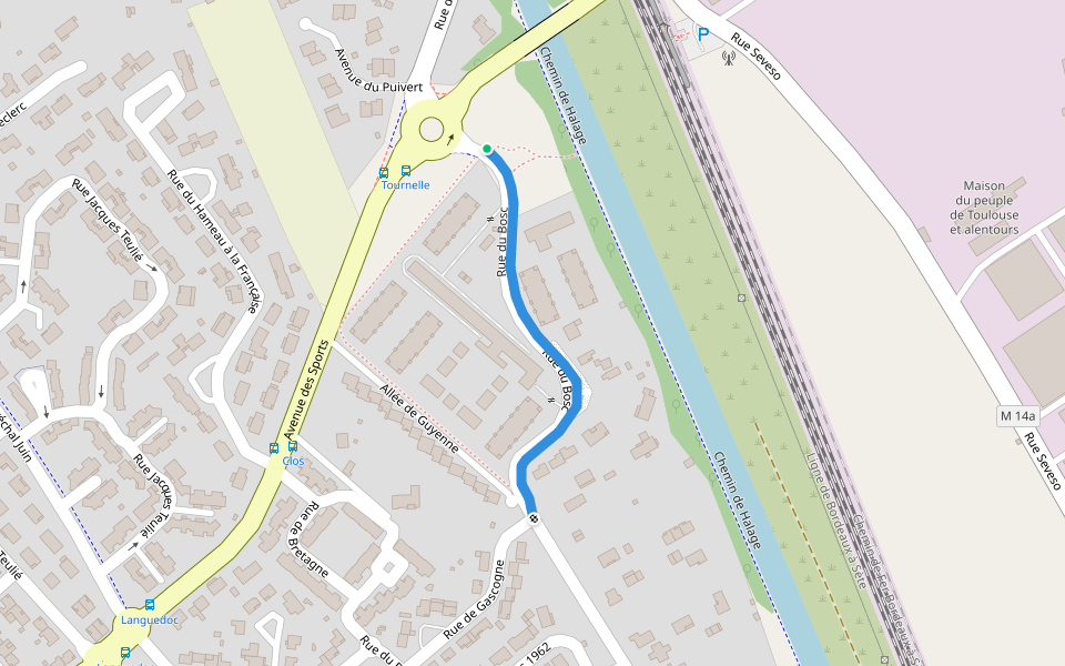 Rue du Bosc walking route map in Fenouillet