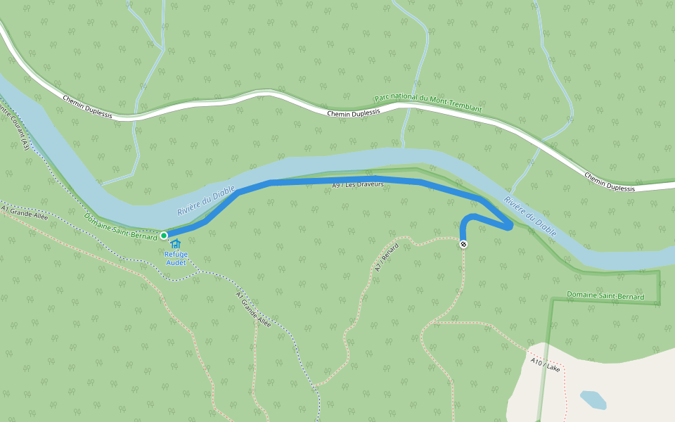 A9 / Les Draveurs walking route map in Lac-Supérieur