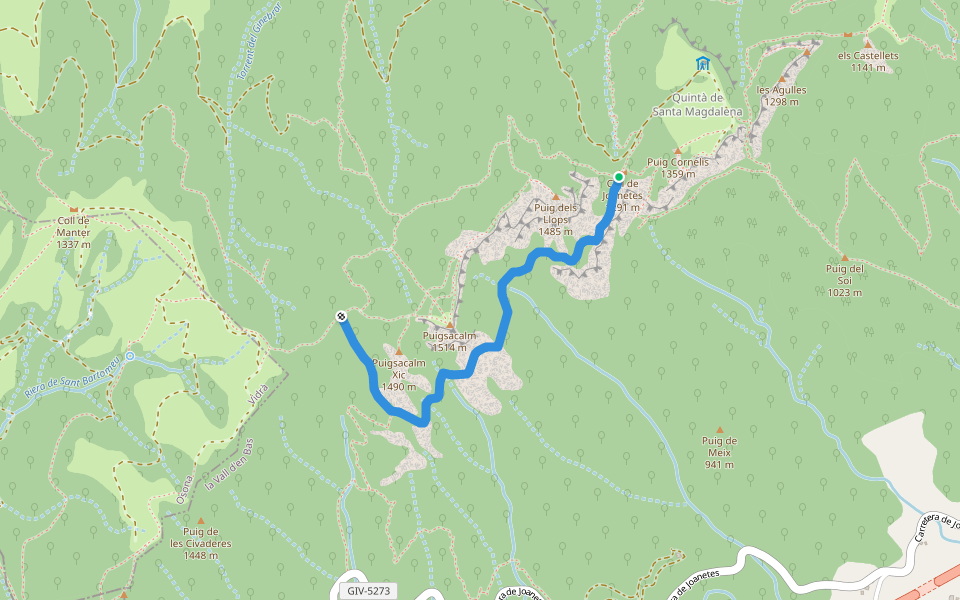 camí del Pas dels Burros walking route map in Joanetes