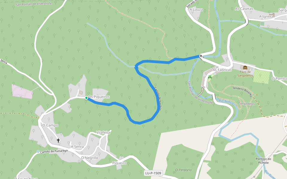 Camiño de Nardión walking route map in Cervo