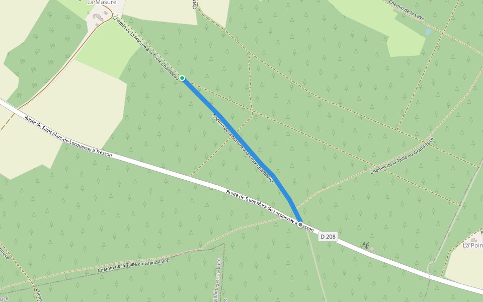 Chemin de la Masure à la Croix Chambeau walking route map in Saint-Mars-de-Locquenay