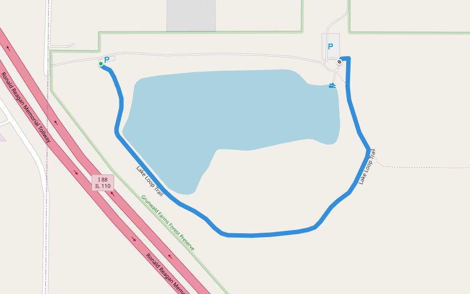 Lake Loop Trail walking route map in Elburn