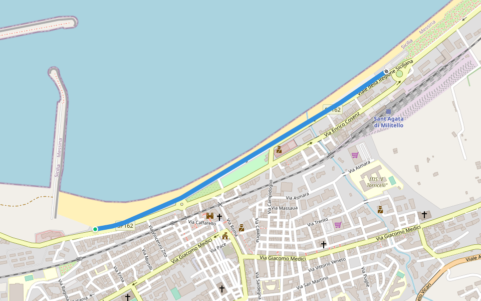 Viale della Regione Siciliana walking route map in Sant'Agata di Militello