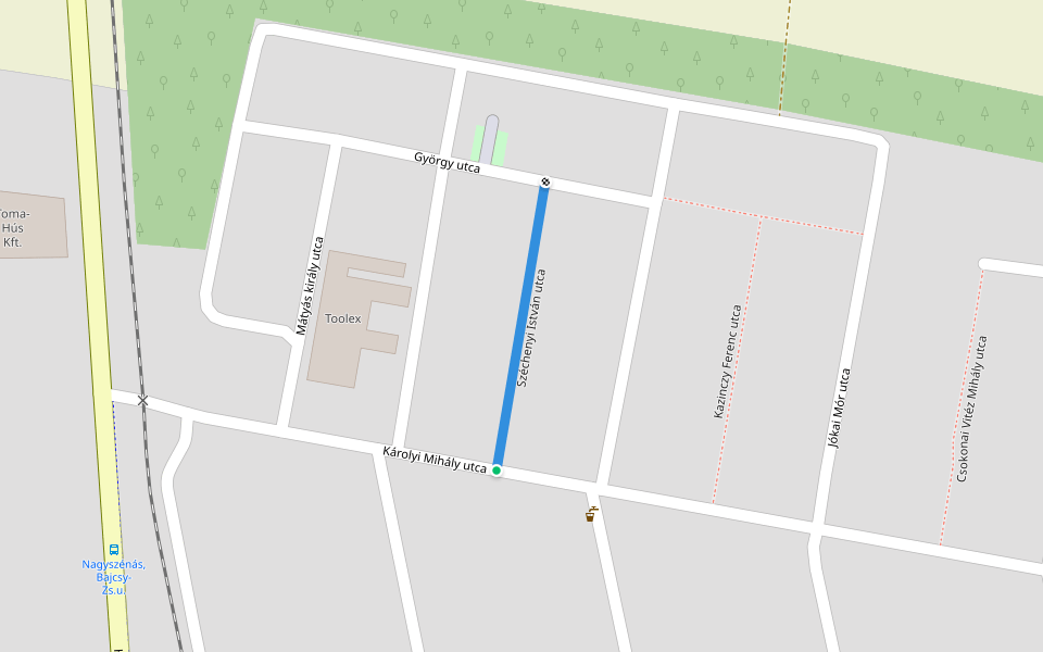 Széchenyi István utca walking route map in Nagyszénás