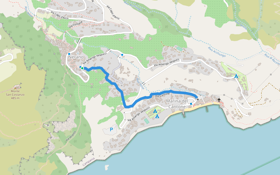 Via Cantone walking route map in Nerano