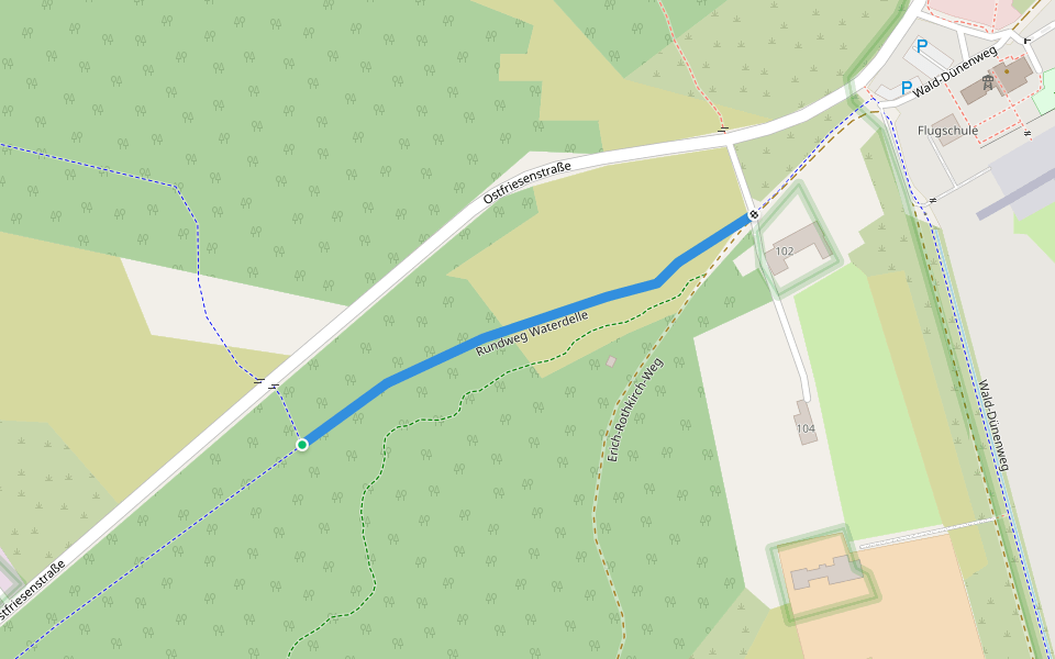 Rundweg Waterdelle walking route map in Borkum