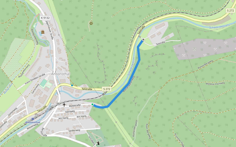 Wasserleithenweg walking route map in Breitenbrunn/Erzgebirge