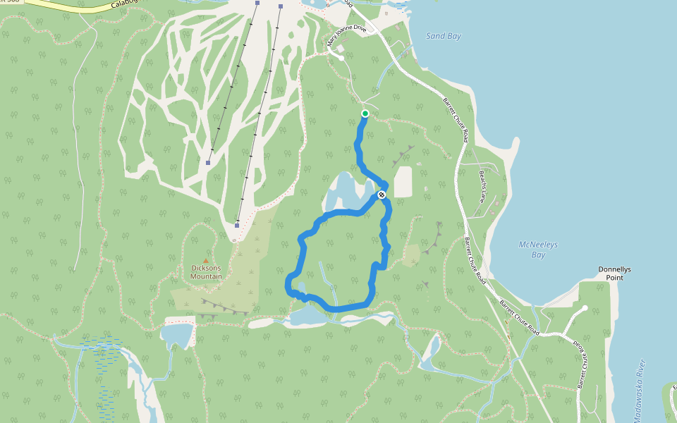 Lost Valley Loop walking route map in Calabogie