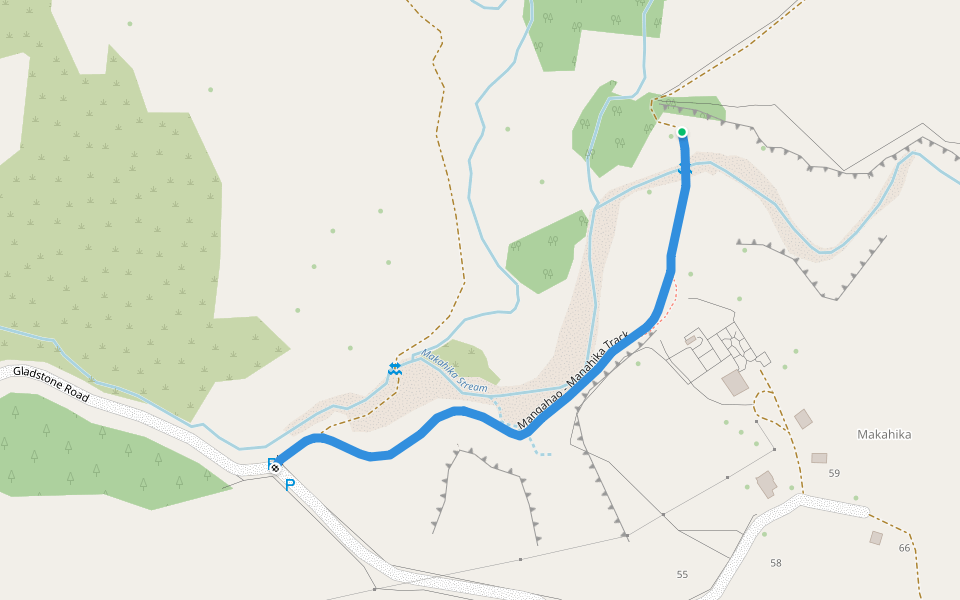 Mangahao - Manahika Track walking route map in Levin