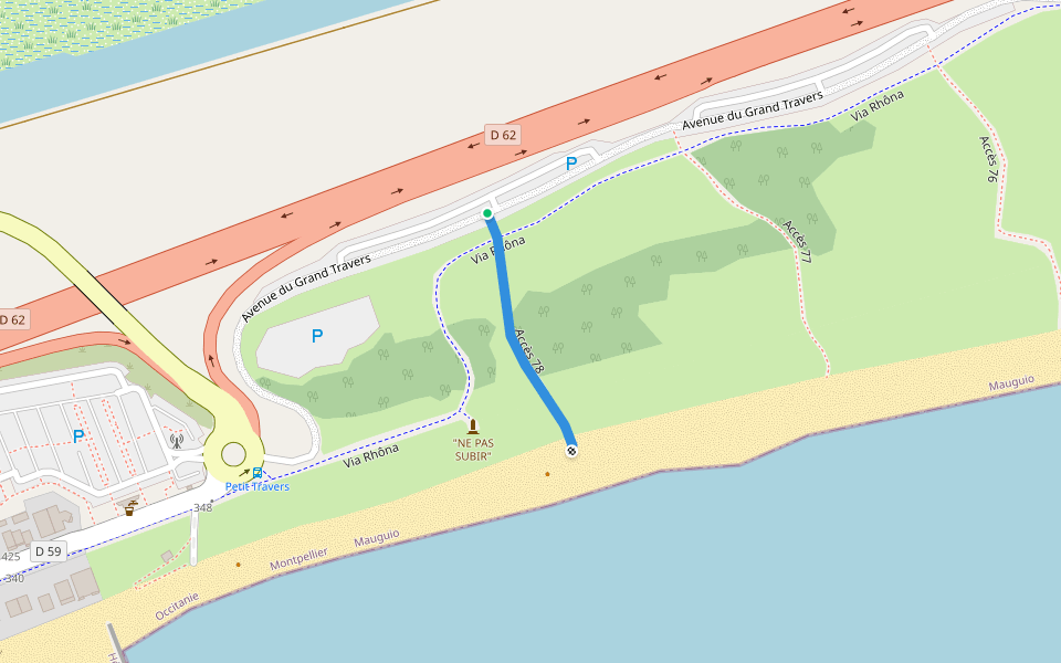 Accès 78 walking route map in Mauguio