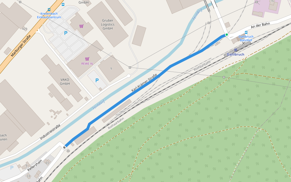Karl-Krämer-Straße walking route map in Kreuztal