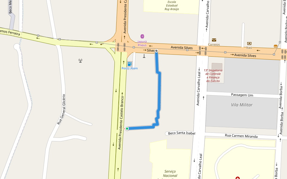 Beco Costa e Silva walking route map in Guajará