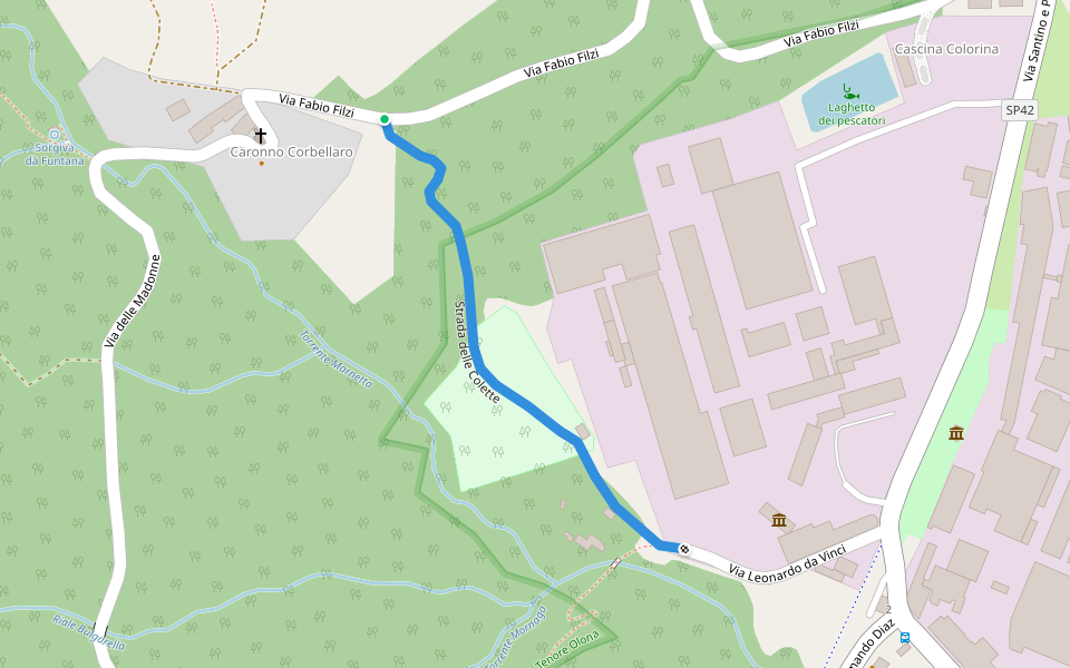Strada delle Colette walking route map in Caronno Corbellaro