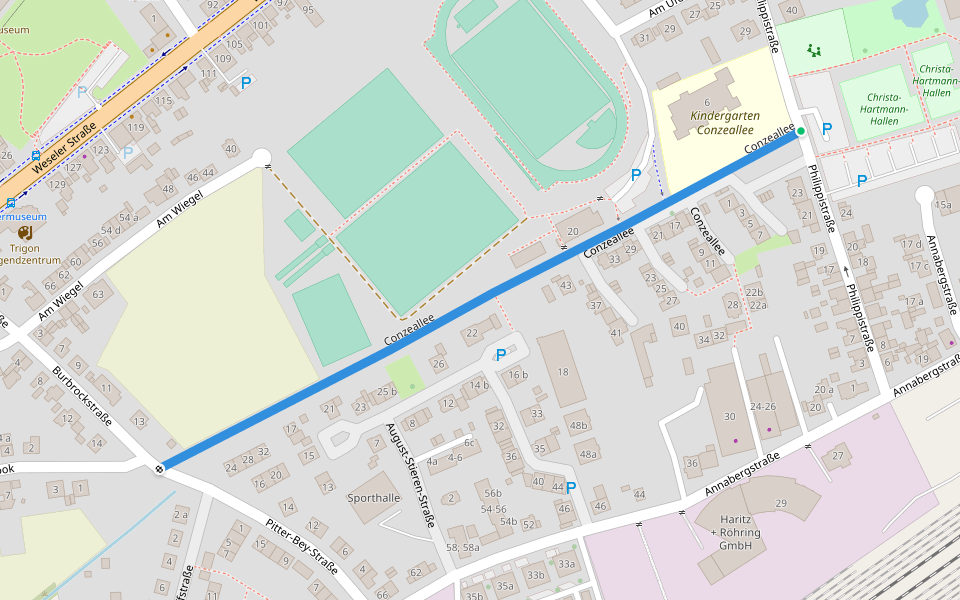 Conzeallee walking route map in Haltern am See