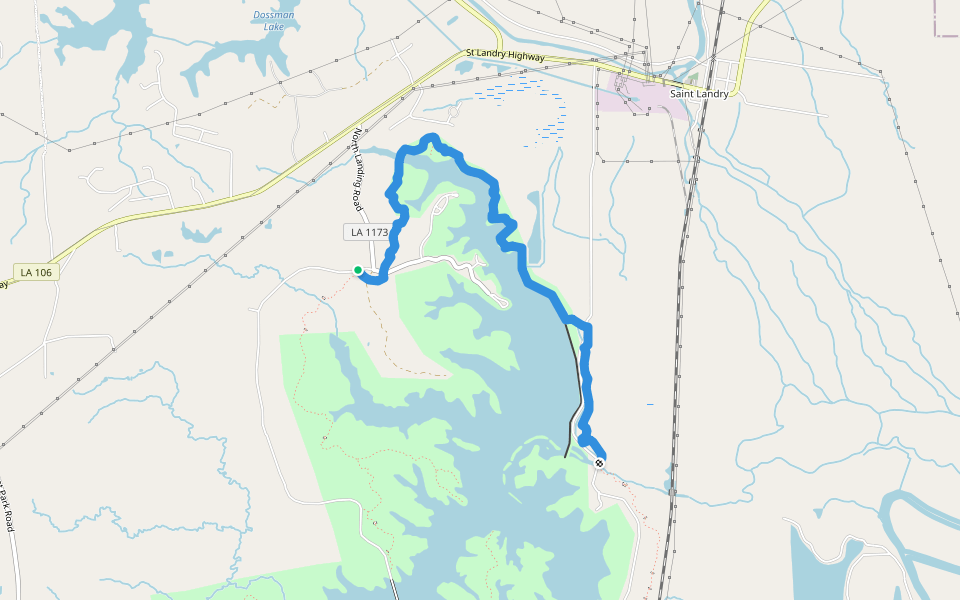 North to East Landing Trail walking route map in Saint Landry