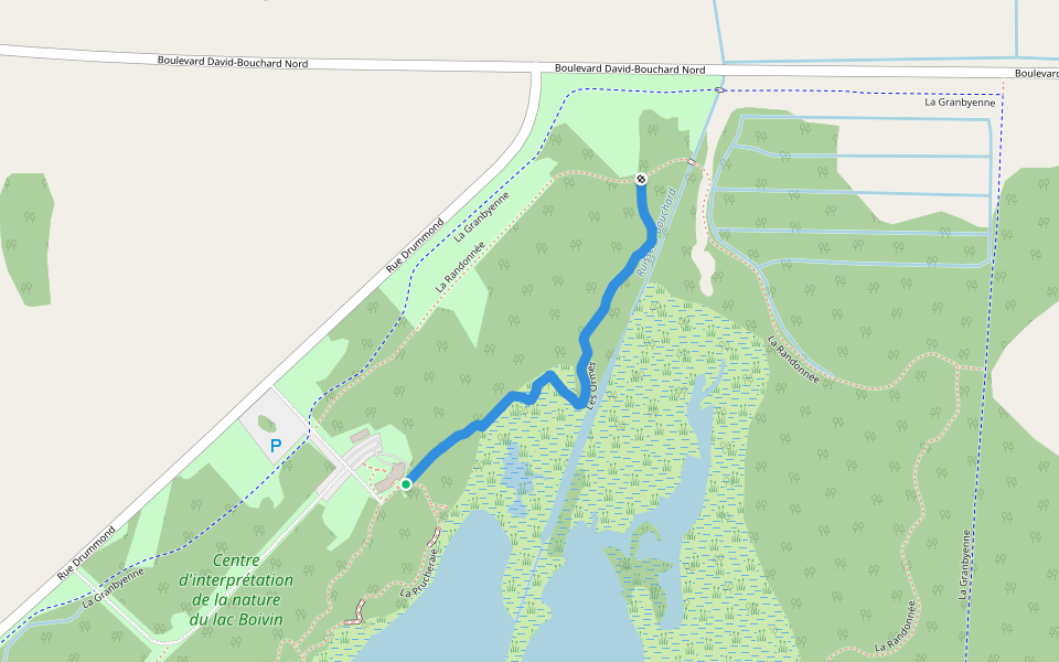 Les Ormes walking route map in Granby