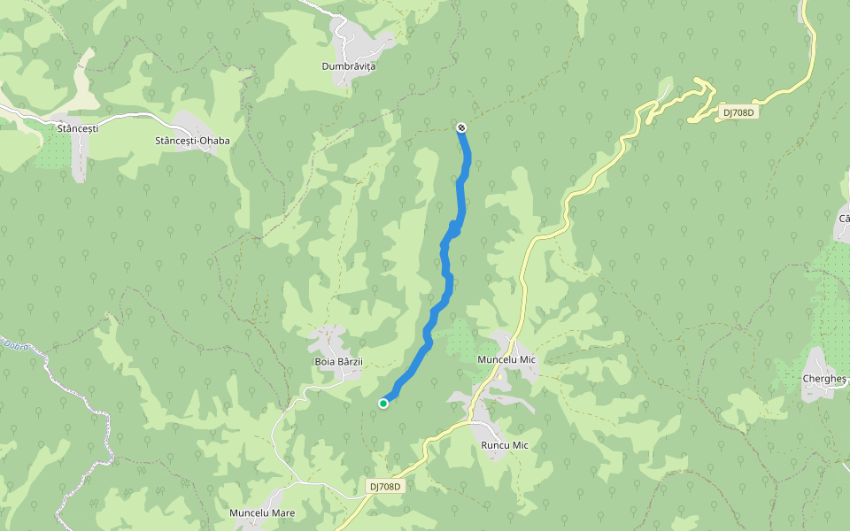 Boia Bârzii-Leșnic walking route map in Boia Bârzii