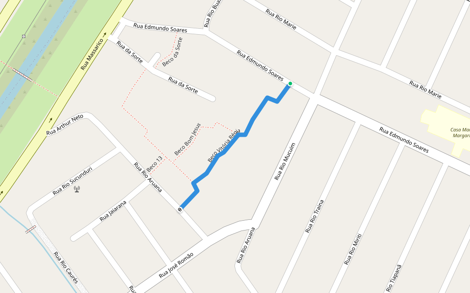 Beco Vitória Régia walking route map in Manaus