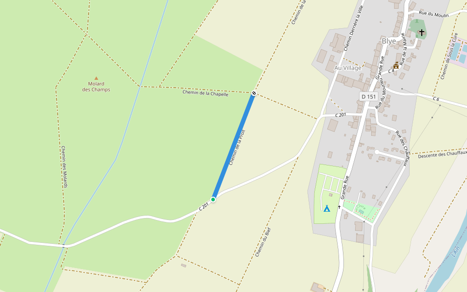 Chemin de la Proit walking route map in Blye