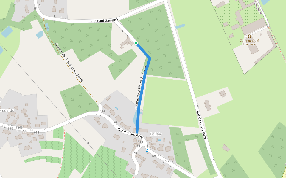 Chemin de la Pierre du Breuil walking route map in Bouguenais