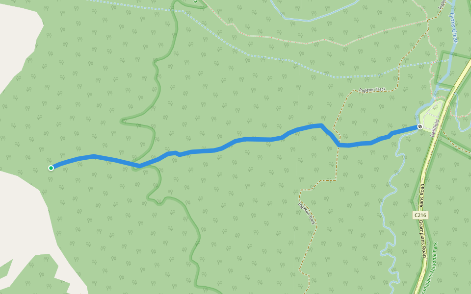 Middleton (Overgrown Impassable) walking route map in Bellfield