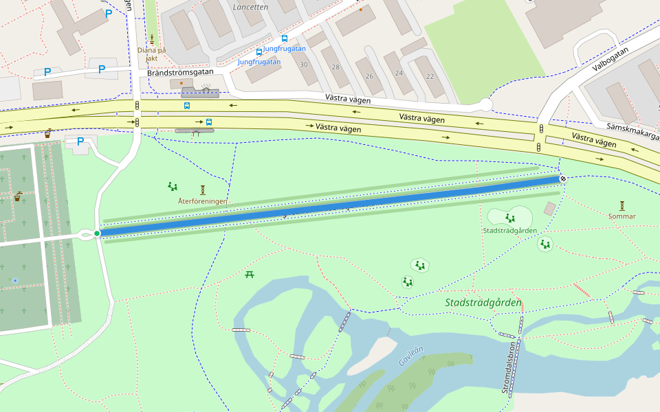 Agnes von Krusenstjernas allé walking route map in Gävle