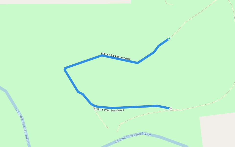 Major's Park Boardwalk walking route map in East Aurora