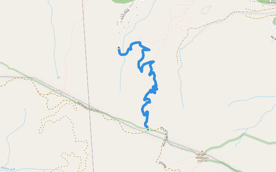 Acorn Trail walking route map in Lytle Creek