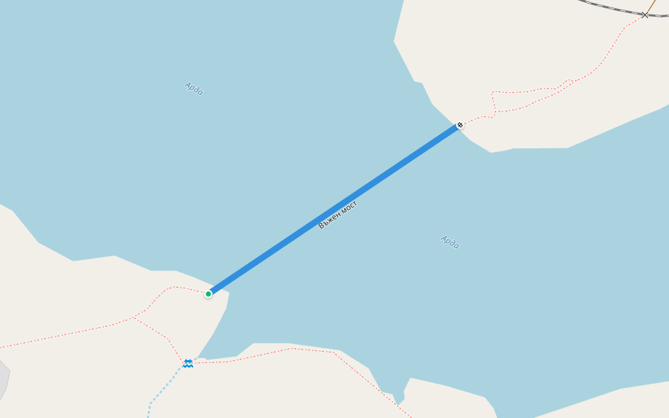 Въжен мост walking route map in Kardzhali