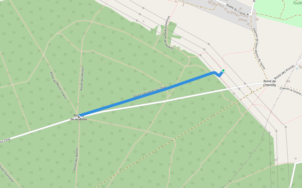 Route d'Asnières-sur-Oise walking route map in Asnières-sur-Oise