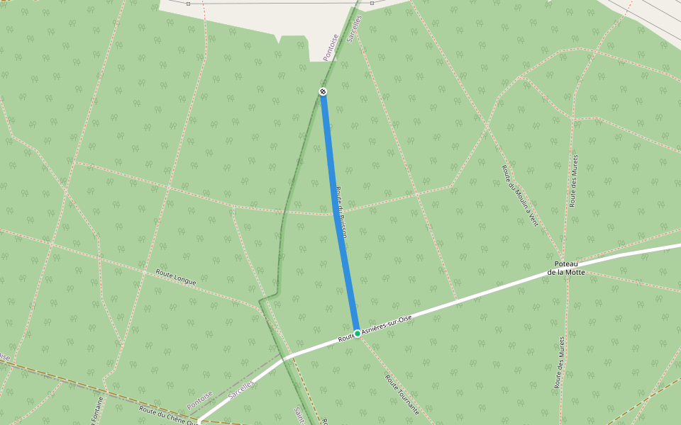 Route du Buisson walking route map in Asnières-sur-Oise