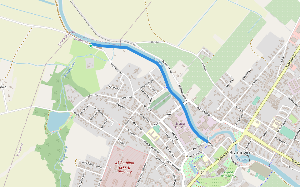 Nadbrzeżna walking route map in Braniewo