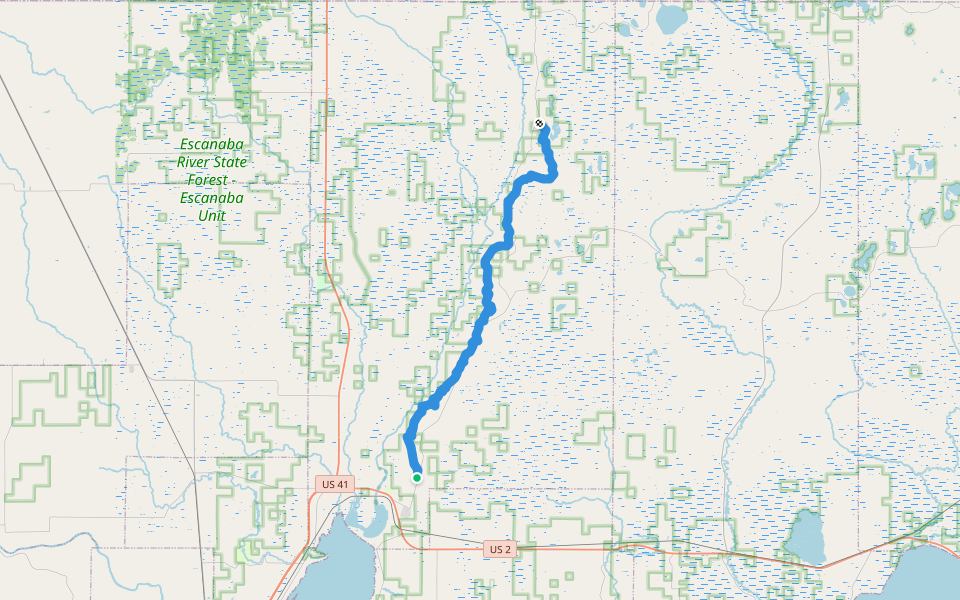 Bay de Noc – Grand Island National Recreation Trail walking route map in Rapid River