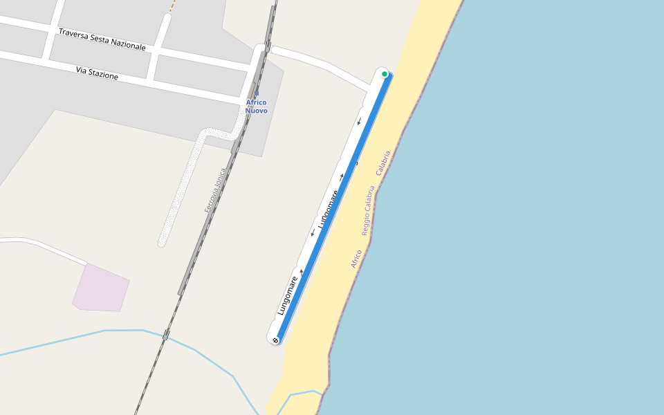 Lungomare walking route map in Africo Nuovo