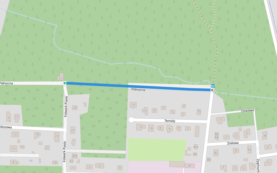Północna walking route map in Ostrowiec Świętokrzyski