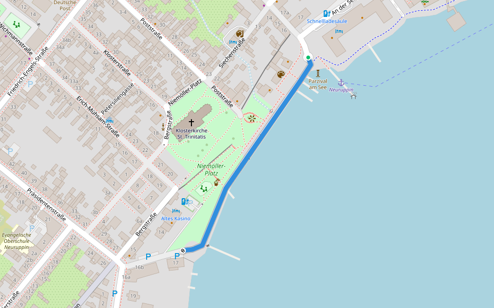 An der Seepromenade walking route map in Neuruppin